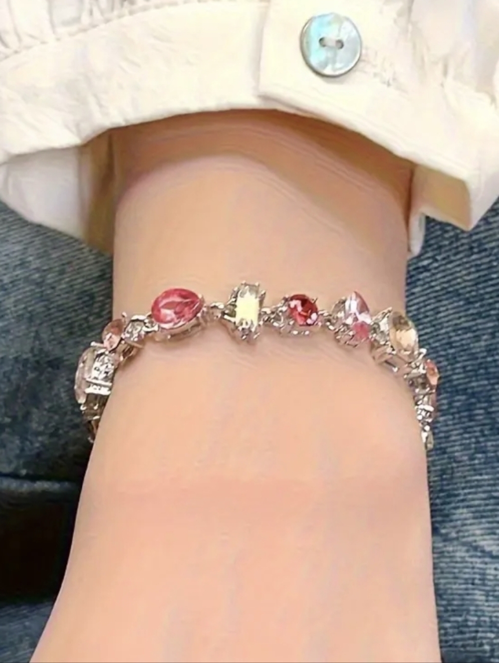 Pink Rhinestone Bracelet - Picture 2 of 7